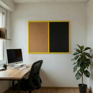 Produkt Kombinovaná tabule černá v žlutém dřevěném rámu COLOR