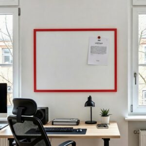 Produkt Bílá magnetická tabule v červeném dřevěném rámu COLOR