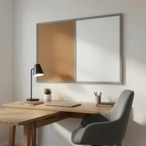 Produkt Kombinovaná tabule bílá v šedém dřevěném rámu Color